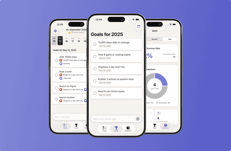 Screenshots of Jory App